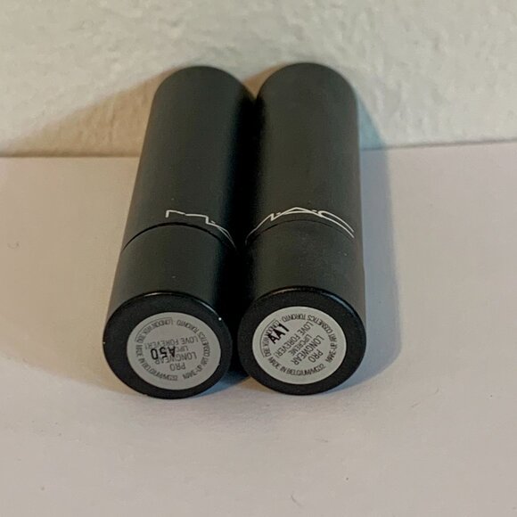 (2) MAC Pro Longwear Love Forever Lipstick USED Pink Rare Flawed Creme Disco SET - Picture 11 of 12